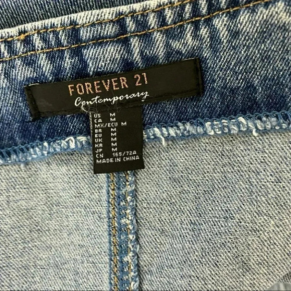 Forever 21 M raw hem skinny belt jean overalls or jumper - Picture 7 of 8